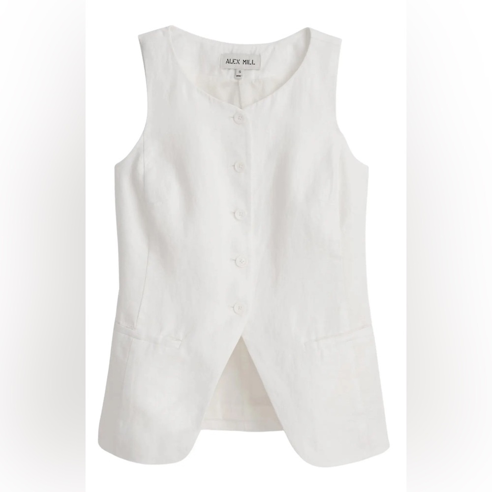 Alex Mill Ivory Button-Up Liv Linen Vest